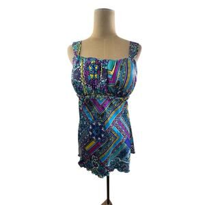 "B.Wear" Babydoll Tank Top Vintage Y2K Fairy Satin Feel Retro Nightclub‎ SZ L